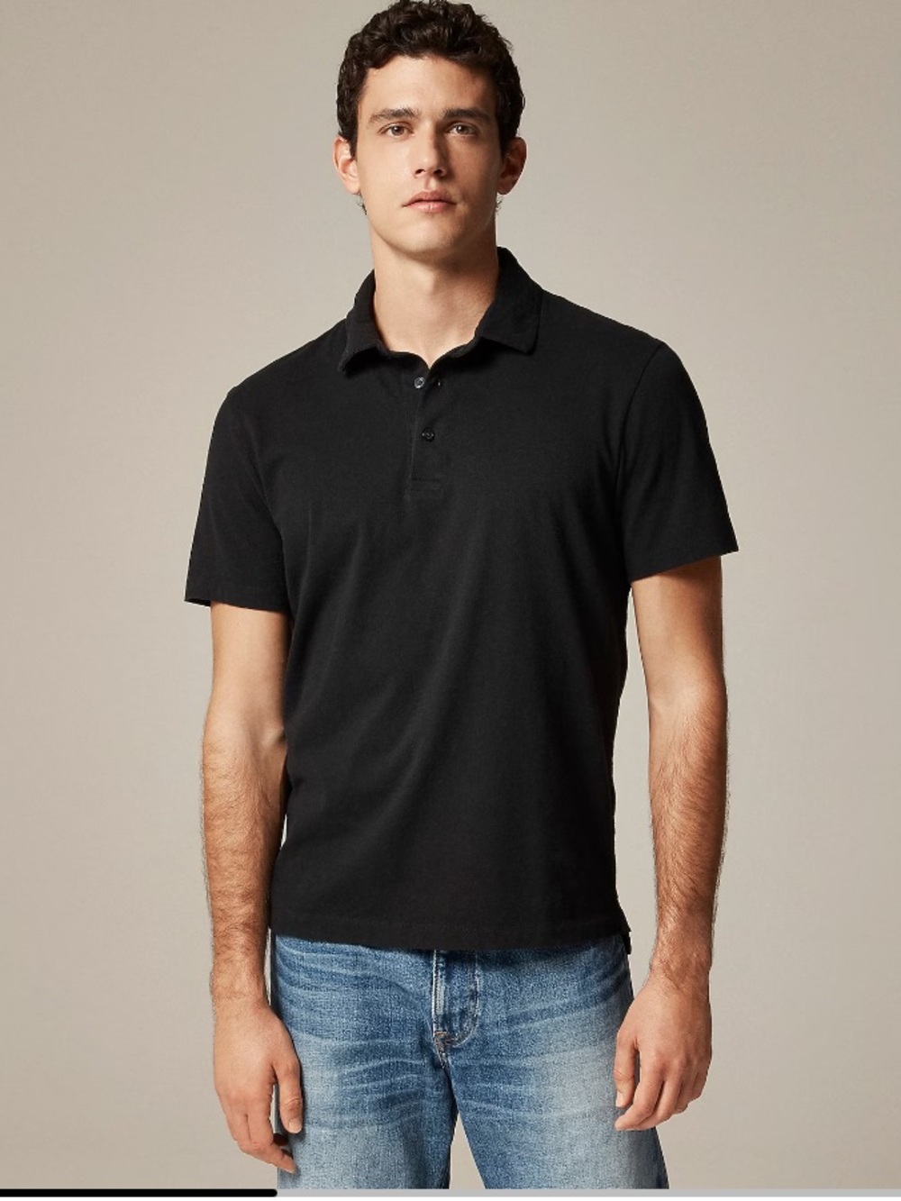 J crew black Slim sueded cotton polo shirt